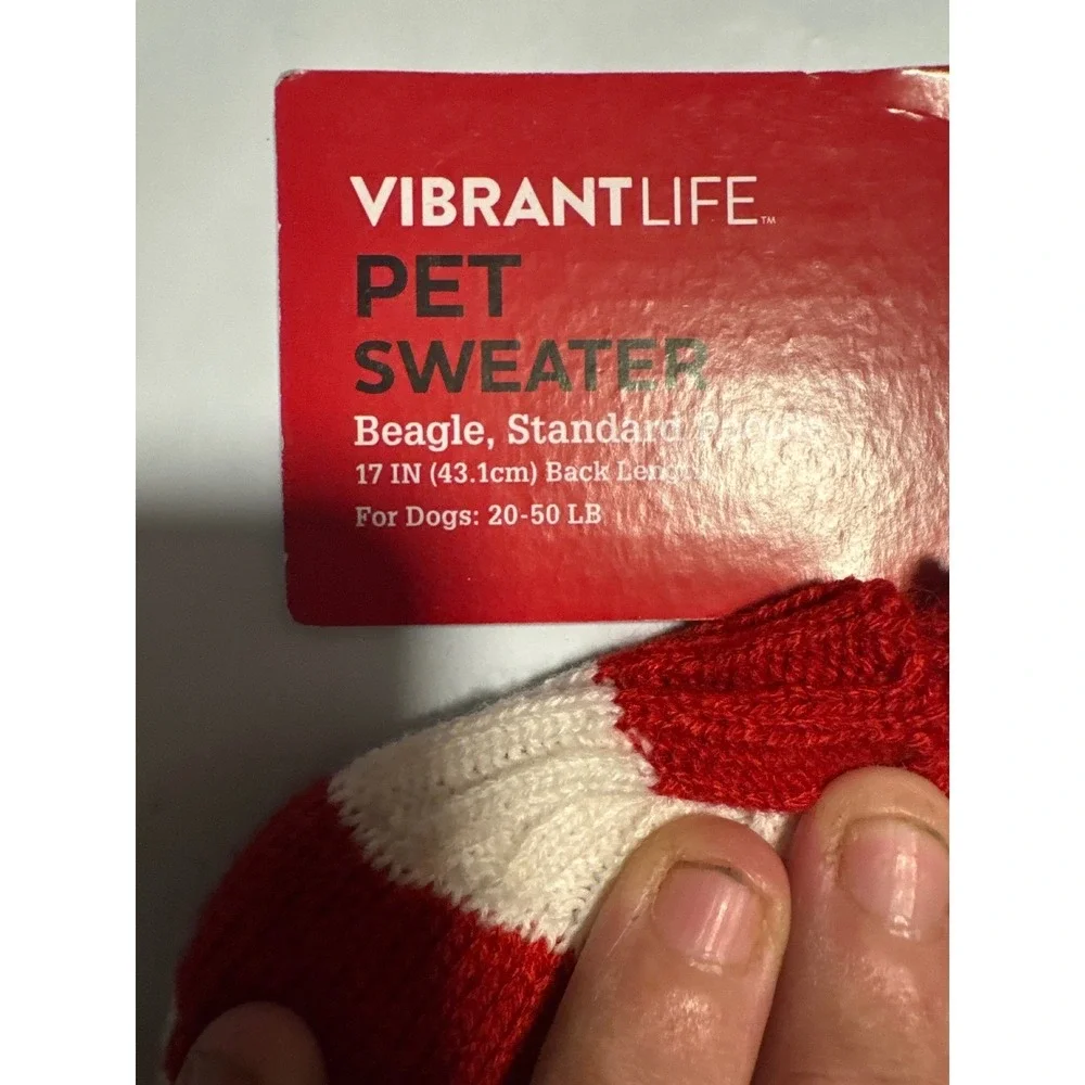 Vibrant‎ Life Medium Dog Pet Sweater Red White Holiday Merry Bright
